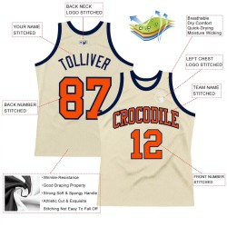 Custom Cream Orange-Navy Authentic Throwback Basketball Jersey